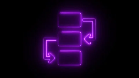 Glowing Neon Flow Chart Icon, Process Diagram and Workflow Representation, .. Stock Footage 301177292
