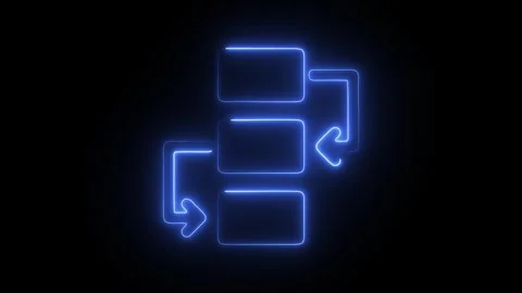 Glowing Neon Flow Chart Icon, Process Diagram and Workflow Representation, .. Stock Footage 301177305