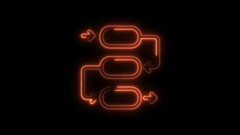 Glowing neon flowchart animation on black background for presentations and Stock Footage 322968785