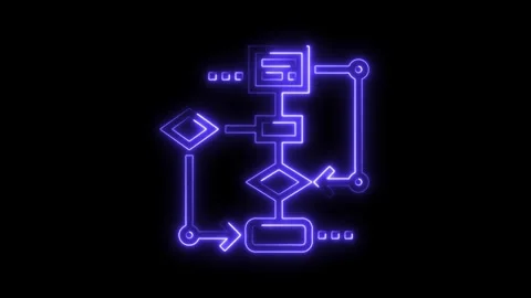 Glowing Neon Flowchart Icon Isolated Purple Abstract Technology Process Dia.. Stock Footage 315653967