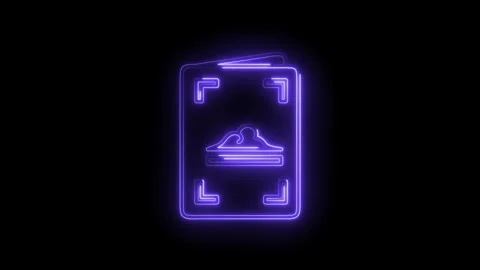 Glowing neon folder icon on black background for creative presentations and Stock Footage 322958642