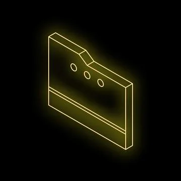 Glowing neon folder icon on a black background Stock Illustration