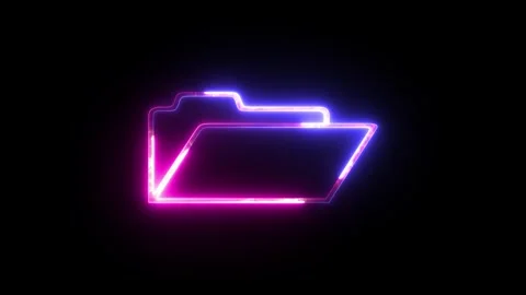 Glowing neon Folder icon isolated on black background. Outline neon folder .. Stock Footage 294227541