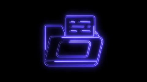 Glowing Neon Folder Icon Isolated on Black Background Digital Abstract Data.. Stock Footage 315657446