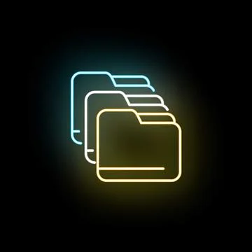 Glowing neon folders creating digital archive organization system 스톡 일러스트