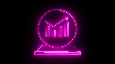 Glowing neon forecasting icon isolated on black background. HD Video motion.. Stock Footage 314642386