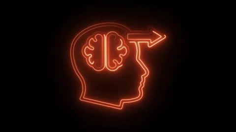 Glowing neon forward thinking icon isolated on black background. HD Video m.. Stock Footage 304105221