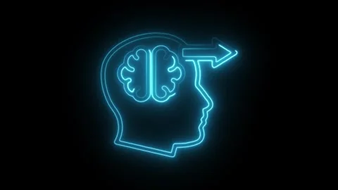 Glowing neon forward thinking icon isolated on black background. HD Video m.. Stock Footage 304105233