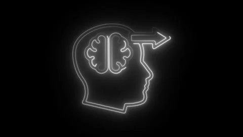 Glowing neon forward thinking icon isolated on black background. HD Video m.. Stock Footage 304105235