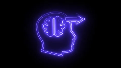 Glowing neon forward thinking icon isolated on black background. HD Video m.. Stock Footage 304105281