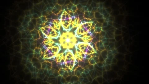 Glowing Neon Fractal Geometry Patterns. Stock Footage 334661331
