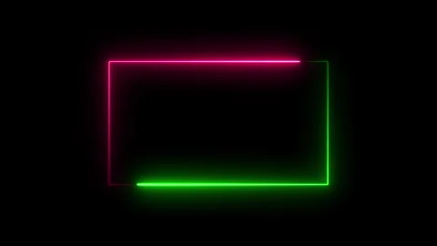 Glowing neon frame animated on background. neon rectangle frame line seamle.. Stockbeeldmateriaal 336549790