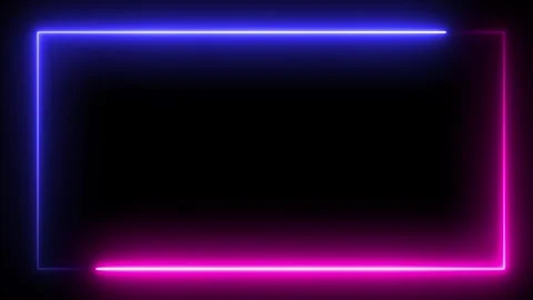 Glowing neon frame border rectangle abstract background animated 4k video Video stock 290170422