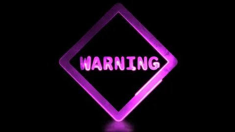 Glowing neon frame effect looping caution warning sign symbol. Black backgr.. Stock Illustration