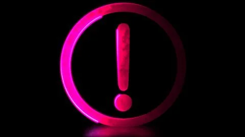 Glowing neon frame effect looping caution warning sign symbol. Black backgr.. Illustrazione stock