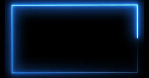 A glowing neon frame moving around the perimeter of a rectangular screen. A.. Stock Footage 293958515
