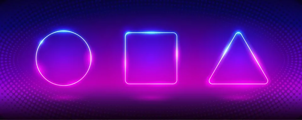 Glowing Neon Frames Set Stock Illustration