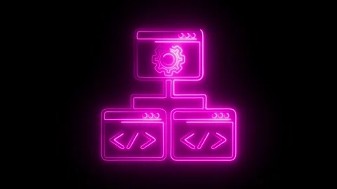 Glowing neon framework icon isolated on black background. HD Video motion g.. Stock Footage 314641977