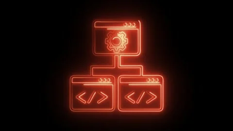 Glowing neon framework icon isolated on black background. HD Video motion g.. Video stock 314641982