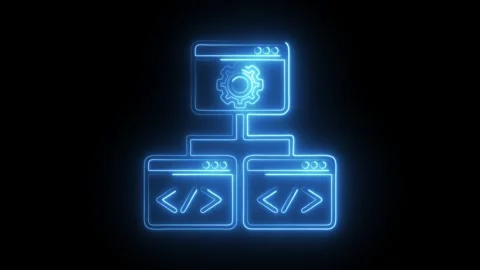 Glowing neon framework icon isolated on black background. HD Video motion g.. Video stock 314641983