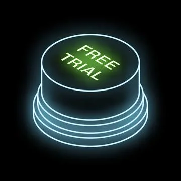 Glowing neon free trial button offering a risk free experience 스톡 일러스트