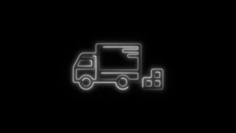 Glowing neon freight icon isolated on black background. HD Video motion gra.. Video stock 304147113