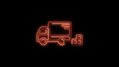 Glowing neon freight icon isolated on black background. HD Video motion gra.. Stock Footage 304147129