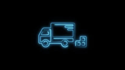 Glowing neon freight icon isolated on black background. HD Video motion gra.. Stock Footage 304147134