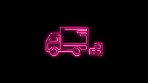 Glowing neon freight icon isolated on black background. HD Video motion gra.. Stock Footage 304147150
