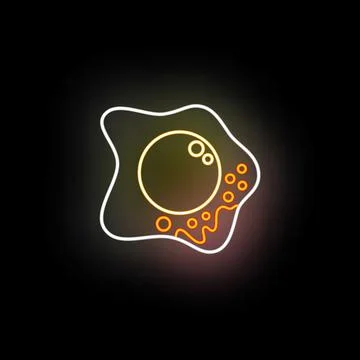 Glowing neon fried egg breakfast food sign Stock Illustration