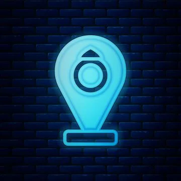 Glowing neon Front facade building jewelry store icon isolated on brick wall  Ilustración de archivo