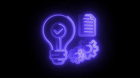 Glowing neon function icon isolated on black background. HD Video motion gr.. Video stock 314643092