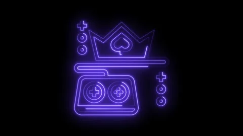 Glowing neon game design featuring crown,spades,controller and geometric sh.. Stock Footage 330781157