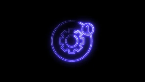 Glowing Neon Gear Icon With Notification Badge Isolated On Black Background.. Stock Footage 315658367