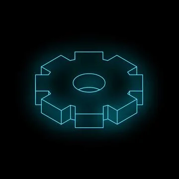 Glowing neon gear symbolizing engineering and innovation Stock Illustration