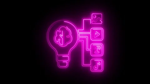 Glowing neon generative icon isolated on black background. HD Video motion .. Stock Footage 314641364