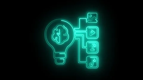 Glowing neon generative icon isolated on black background. HD Video motion .. Stock Footage 314641367