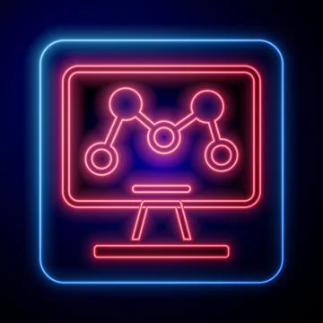 Glowing neon Genetic engineering modification on laptop icon isolated on black 스톡 일러스트