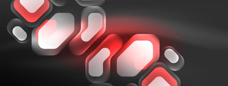 Glowing neon geometric elements abstract background. Neon light or laser show Illustrazione stock
