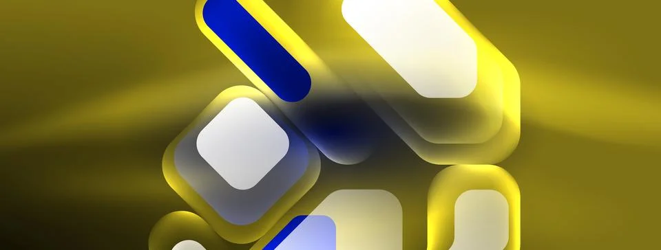 Glowing neon geometric elements abstract background. Neon light or laser show イラスト素材