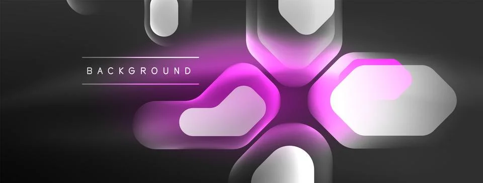 Glowing neon geometric elements abstract background. Neon light or laser show Stock Illustration