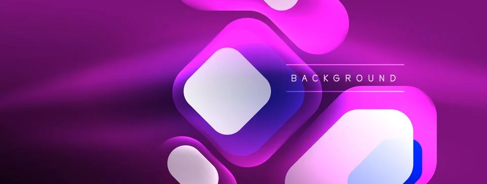 Glowing neon geometric elements abstract background. Neon light or laser show Stock Illustration