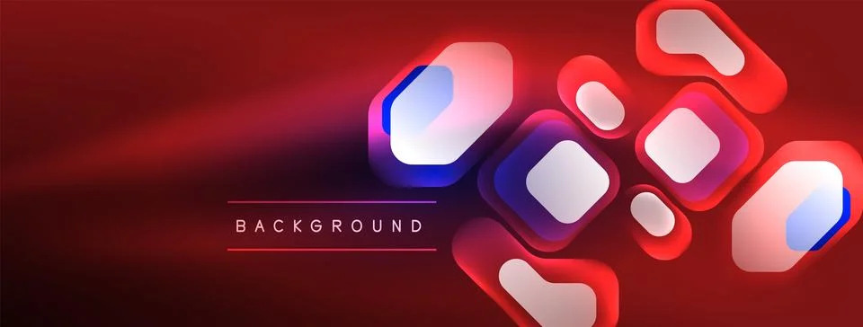 Glowing neon geometric elements abstract background. Neon light or laser show Illustrazione stock