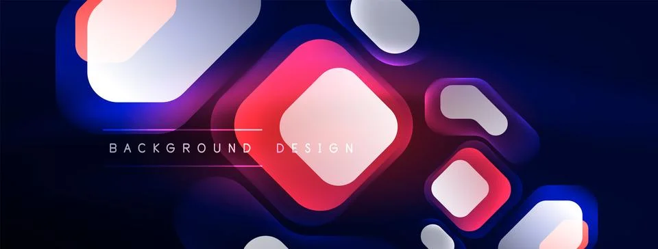 Glowing neon geometric elements abstract background. Neon light or laser show 스톡 일러스트