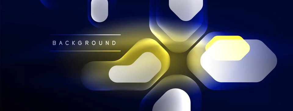 Glowing neon geometric elements abstract background. Neon light or laser show Stockillustratie