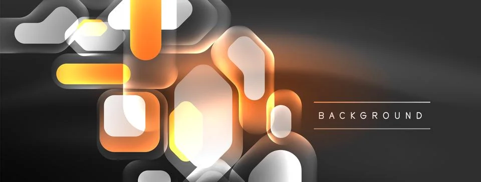 Glowing neon geometric elements abstract background. Neon light or laser show Stock Illustration