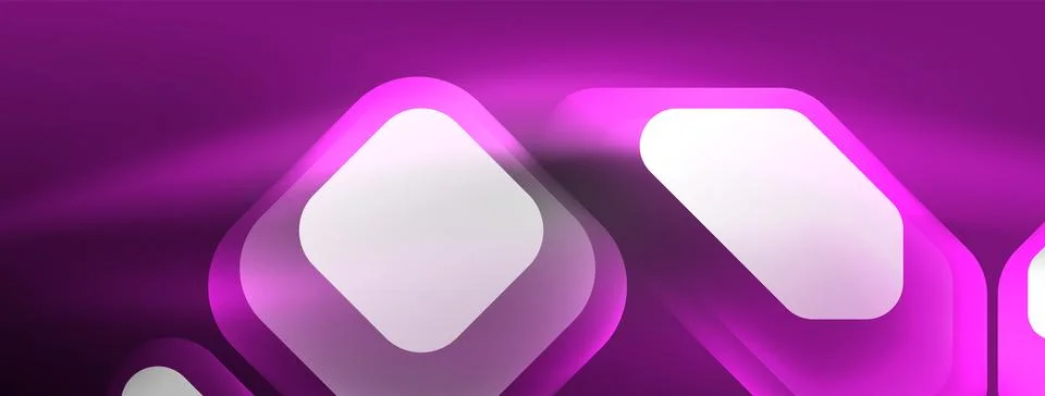 Glowing neon geometric elements abstract background. Neon light or laser show Stock Illustration