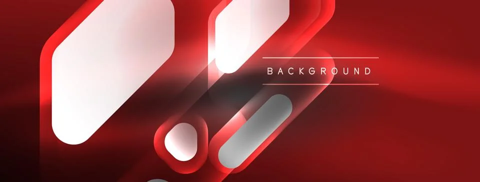 Glowing neon geometric elements abstract background. Neon light or laser show Illustrazione stock