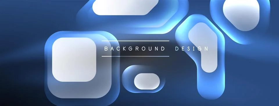 Glowing neon geometric elements abstract background. Neon light or laser show Stock Illustration