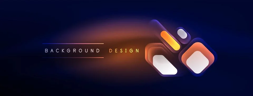 Glowing neon geometric elements abstract background. Neon light or laser show 스톡 일러스트